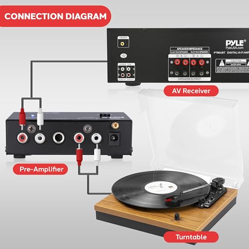 Image of Pyle Phono Turntable Preamp - Mini Audio Stereo Phonograph Preamplifier with RCA Inputs & Outputs, Low Noise Operation, 12V DC Adapter Powered, Compatible with Turntables, Receivers, Speakers & More