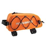 ROCKBROS(ロックブロス)自転車トップチューブバッグ ロードバイク バッグ フレームバッグ 1L容量 軽量 小物入れ 膝に当たらない 再帰反射 簡単装着 iPhone 14/13/12 Pro Galaxy S22/S21多機種対応 （オレンジ）