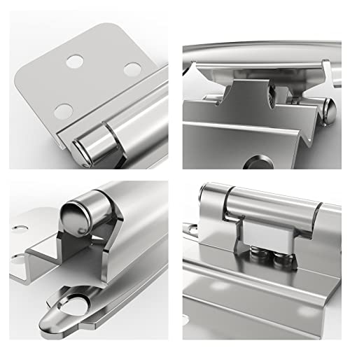 Furniware 3/8" Inset Cabinet Door Hinge, 5 Pairs(10 Pack) Flush Face Mount Cupboard Self-Closing Cabinet Hinges For Decorative Kitchen Cabinet Hinges-Brushed Nickel #TOP4