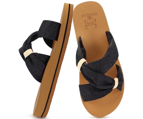 Image of KuaiLu Womens Dressy Bow Sandals Arch Support Yoga Foam Cushion Comfortable Walking Slides Open Toe Summer Beach Indoor Outdoor Slippers