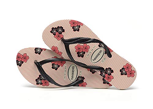 Chinelo Fantasia Romântica, Havaianas, Feminino, Bege Palha/Preto, 33/34