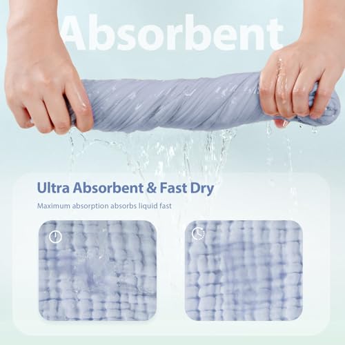 Image of Unnivoll Hooded Baby Towels for Newborn - 2 Pack, 100% Muslin Cotton, Baby Bath Towels with Hood, Soft and Absorbent for Boys, Girls Infant, Toddler and Kids, Large 32x32 Inches, Newborn Essential
