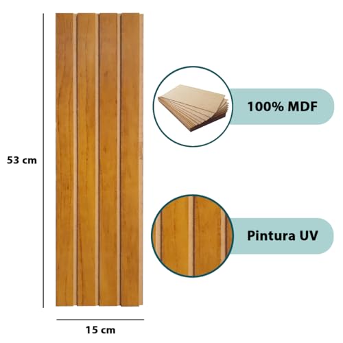 Ripado MDF 5 Placas 53x15 cm Revestimento em Módulos Com Dupla Face - LH Móveis (Nature)