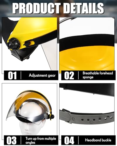 Image of Tellegloww 8 Pack Safety Face Shield for Grinding and Cutting, Yellow