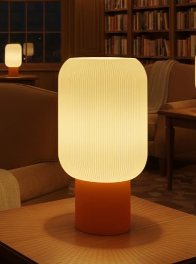 3D Printed Modern Organic Rippled Table Lamp Shade with Fluid Wave Texture for Aesthetic Home and Office Decor-image-14