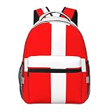 Sac à dos léger et décontracté avec drapeau danois du Danemark - Léger et portable, adapté pour l'école, le travail, les vacances, les voyages, 20 x 29 x 40 cm, Noir , taille unique