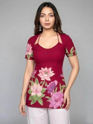 Image of ANNI Designer Cotton Short Kurti for Women | Stylish Kurti | Short Kurti Top | Casual Kurta for Women | Comfortable Cotton Kurtis for Womens