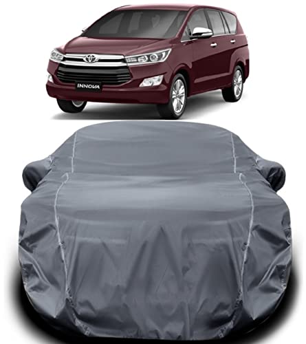 Image of PODWILS Toyota Innova Crysta Car Cover Innova Crysta Body Cover /Waterproof /Innova Crysta Cover Sun Protection with Triple Stitched Fully Elastic Ultra Surface Body Protection (Grey Look)