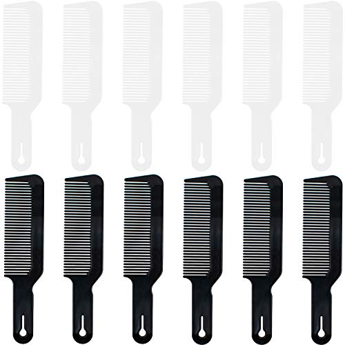 AUEAR, 12PCS Barber Combs Clipper Flat Top Plastic Blending Comb Hair Cutting Hair Styling Hairdressing for Clipper-cuts and Flattops Black and White