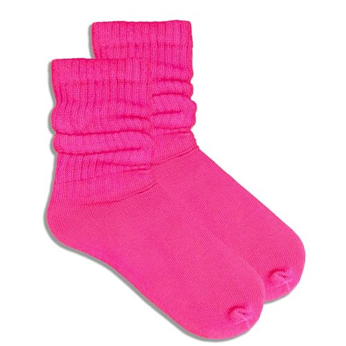Image of COUVER Womens Scrunched Slouch Socks Soft Cotton Breathable Retro Crew or Knee High, Multiple Colors