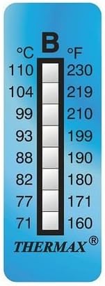 Thermax Temperature Indicating Label Strips, 8 Level, 71 Deg C to 110 Deg C