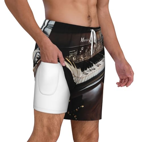 Pantalones cortos de natación para surf y playa con notas musicales 6