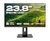 JAPANNEXT Monitor 23,8" IPS 4K UHD (3840x2160) | Ricarica tramite USB-C(65W) Altezza e inclinazione regolabili(HSP) Altoparlanti | sRGB 100% G-Sync/FreeSync | Garanzia 2 anni | JN-IPS2380UHDR-C65W-HSP