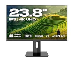 JapanNext Monitor 23,8" IPS 4K UHD (3840x2160) | USB-C-Laden (65W) Höhen- & Neigungsverstellbar (HSP) Integrierte Lautsprecher | sRGB 100% G-Sync/FreeSync | 2 Jahre Garantie | JN-IPS2380UHDR-C65W-HSP