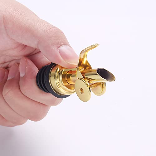 Molimoli Weighted Stainless Steel Pourers, Auto Flip Olive Oil Dispenser Spout, Balsamic Vinegar Pour Spouts, Alcohol Pourer Spouts, Liquor Bottle Pourers, Pack Of 4, Gold #TOP2