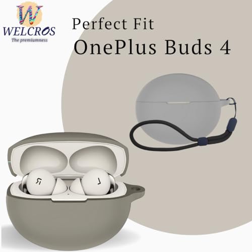 Image of WELCROS Soft Silicone Protective Case Cover for OnePlus Buds 4 (Lanyard Grey)