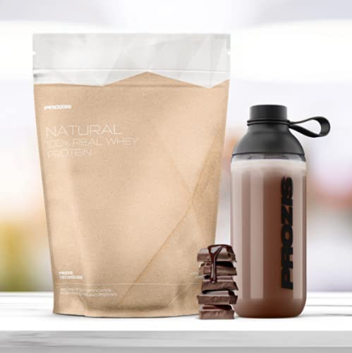 Prozis Natural Real Whey Protein 1000 g Schokolade - Protein Pulver, Gesüsst mir Stevia, Keine künstlichen Additive, Über 72% Protein, ideal für Muskelaufbau und Muskelerhaltung Cover