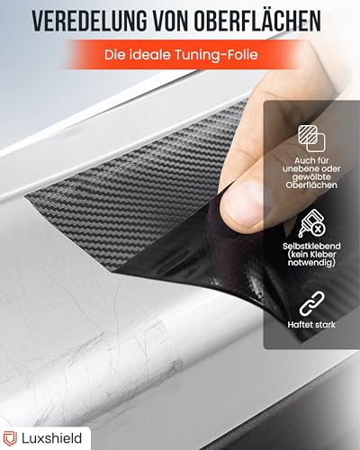 Luxshield Carbon Folie 12x100cm für Auto, Motorrad, Bike - selbstklebend, Meterware aus DE