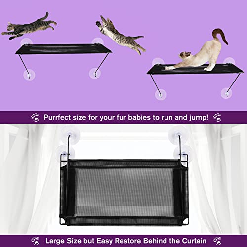Bebobly Cat Climbing Shelf Reversible Wall Mounted Cat Stairs Ladder, Four Step Cat Stairway Bundle With Cat Window Perch, 100% Metal Supported Cat Window Hammock For Indoor Cats #TOP3