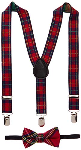 Toddler Kids Boys Girls Child Suspender Bow Tie (Blue/Red Stripe)