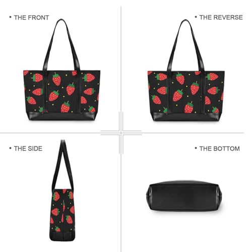 KLL Strawberry Minimalist Black trendy bag for women with zipper with zipper briefcase bags Large Handbag for office with maletin ejecutivo para mujer3