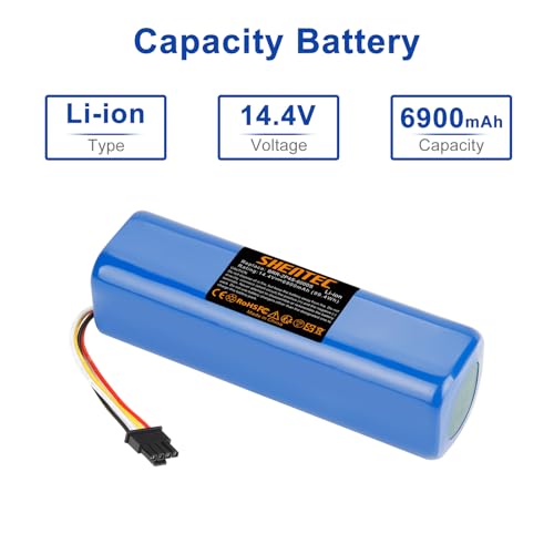 Image of Shentec 6900mAh 14.4V Battery for Roborock S4 S5 S6 S7 Q7 Max S50 S60 S70, T4 T6 T7 T60 T65, E20 E25 E35 C10, Compatible with Xiaomi Mijia /Mi 1st and 2nd Gen Robot Vacuum Battery