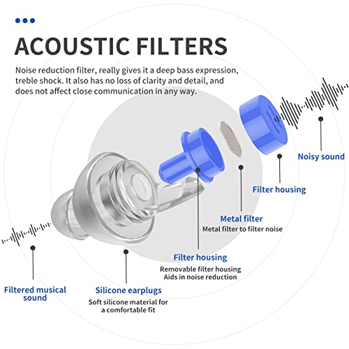 Image of LYSIAN High Fidelity Concert Ear Plugs for Music- 2 Pairs Reusable Musicians Earplugs for Noise Cancelling, Concert Festivals, Drummers, DJS, Raves, Games -23dB
