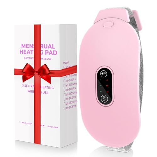 LBOYLOVE Portable Heating Pad Period Cramp Cordless Heating Pad with 6 Heat Levels and 6 Massage Modes for Belly & Back Pain Relief Menstrual for Women and Girls (Pink)