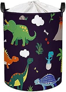 Adorable Dinosaur Laundry Basket for Boys Collapsible Black Toy Storage Basket for Bedroom, 45L