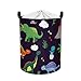 Clastyle 45L Wodoodporny adorable Dinosaur Kosz na pranie Czarny składany kosz na pranie z uchwytem Dzieci Zabawki Pokój Kosz do przechowywania ze sznurkiem, 36*45 cm