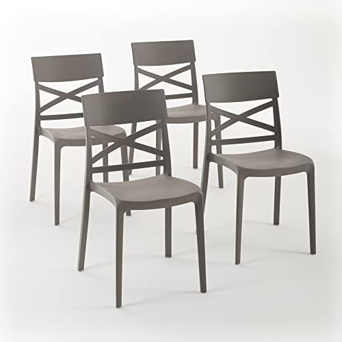 SIEDITI FUORI E DENTRO Sedie Martina in resina con fibra di vetro (4, Tortora)