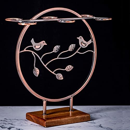 Soporte para botellas de vino de hierro y madera miniatura 7