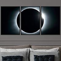 3 Piece Framed Canvas Wall Art Solar Eclipse Canvas Prints Home Artwork Decoration for Living Room,Bedroom - 16