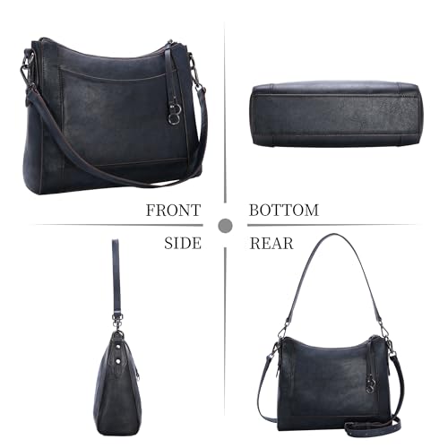 Image of Iswee Leather Crossbody Bags for Women Shoulder Purse Medium Hobo Genuine Leather Satchel Purses and Handbags