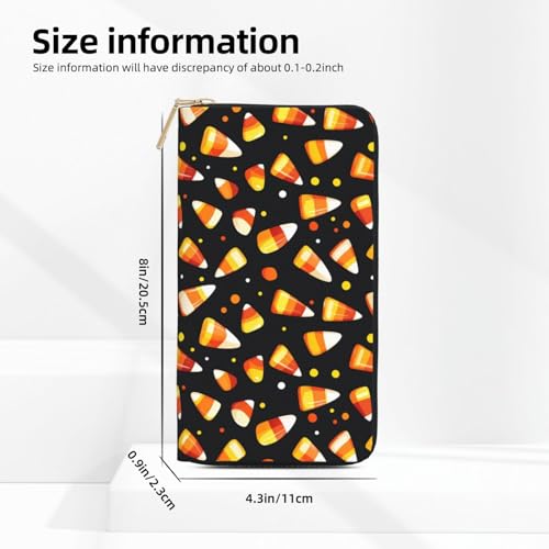 Halloween Candy Corn Print Wallet Women Men, Long PU Leather Wallets for Women, Cute Womens Travel Wallet Purse Pouch with Zipper Pocket3