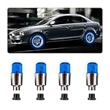 Suvnie 4 PCS LED Tire Valve Lights, Waterproof Light up Air Neon Bicycle Motorcycle Tyre Valve Flash Lights, Bike Truck Golf Cart Wheel Assemblies Lamp, Exterior Car Accessories (Blue)