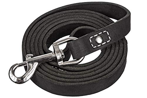 LEATHERBERG Leather Dog Training Leash - Black 6 Ft Long x 3/4" Wide Dog Walking Leash Best for Medium Large Dogs, Latigo Leather Dog Lead & Puppy Trainer Leash