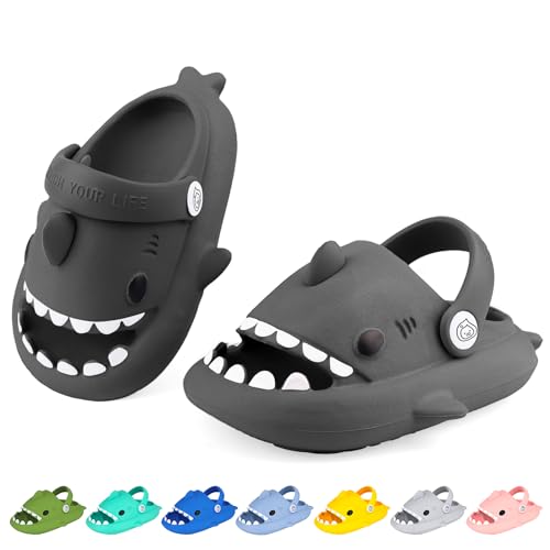 Image of Kids Shark Cloud Slides | Boys Girls Slip On Sandals | Toddler Beach Slippers | Youth Fish Flip Flops Pool Shower Shoes