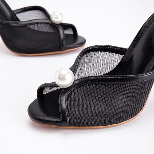 Image of Mesh Mule Heels for Women with 4 Inch Stiletto Heel