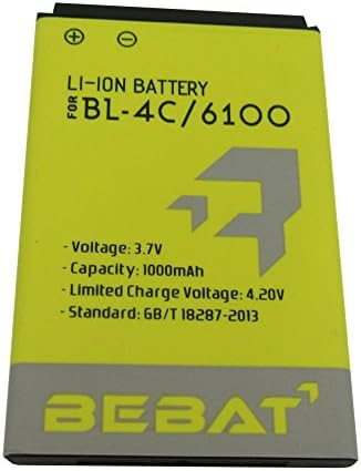 BEBAT 1000mAh Replacement Battery for Nokia BL-4C 6100 6300 2220S 3500C X2-00 C2-05 X2-02 2690 2692 7705 1202