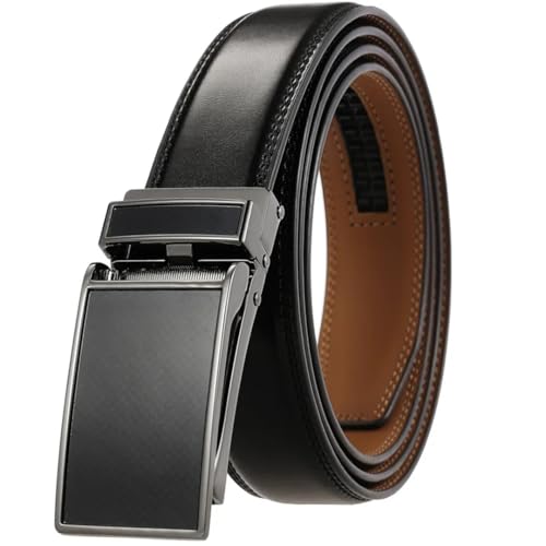 Men's 3-3.1Cm Width Belt For Business Formal Wear Genuine Leather Metal Automatic Buckle Belt4