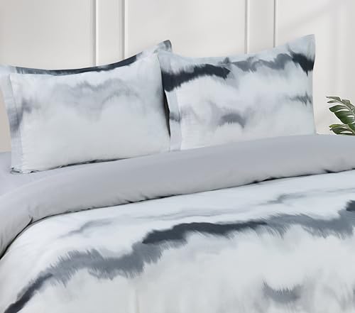 Majestic Giftware Madison Linen 6 Pcs Queen Size Duvet Bedding Set (BL512-Q) | Frosty Bliss 300 TC 100% Cotton Sateen | 1 Fitted Sheet, 1 Duvet, 4 Pillowcases - Ritz Collection