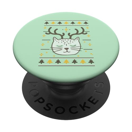 Meowgical Ugly Christmas Sweater Renna Cat Funny Meme PopSockets PopGrip Intercambiabile