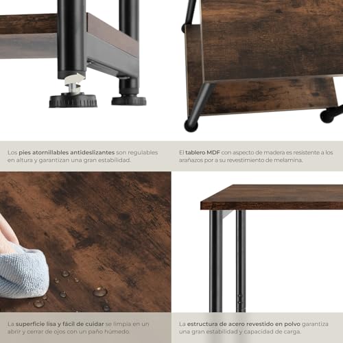 TecTake Mesa Auxiliar Yonkers 38,5 x 30 x 51,5 cm, mesilla de recibidor, mobiliario de Dormitorio, Mesa para salón Estilo insdustrial (Madera Industrial Oscura) - imagen 7