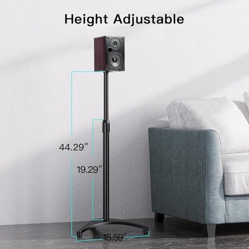 Image of PERLESMITH Speaker Stand Adjustable - Extend 20 inch to 44 inch - Holds Satellite Speakers & Small Bookshelf Speakers up to 9 lbs, Floor Stands Compatible with Sony Bose Polk JBL Yamaha and Others - 1 Pair