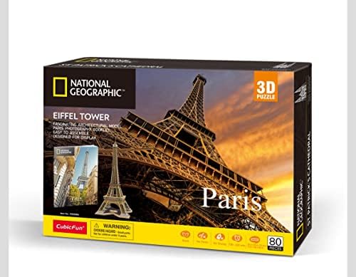 National Geographic Eiffel Tower 3D Puzzle Kit with Booklet an Ideal Parisian Architecture Puzzle for Adults and Kids with 80 Pieces Perfect for Desk Building & Makes a Great Gift for Men and Women