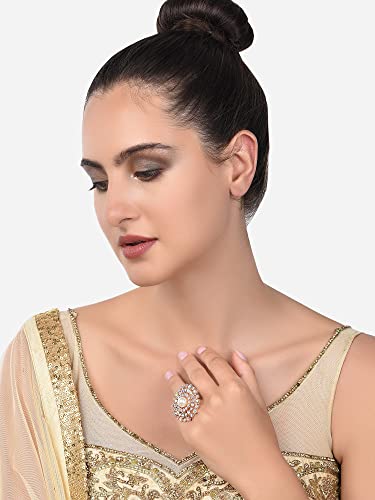 Austrian Diamond & Pearl Adjustable Finger Ring