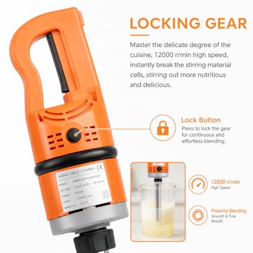 1000W Miscelatore di Immersione Commerciale, 250 mm Long Shaft Stick Mixer con Controllo di velocità variabile, Miscelatore di Mano Resistente per zuppe e purezza Spesse in Cucina