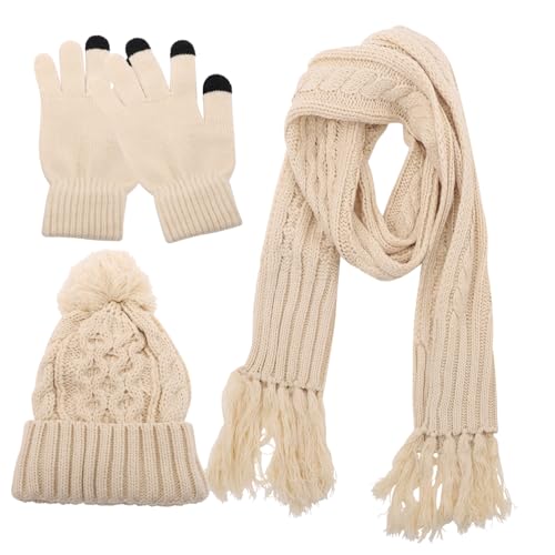 Bonnet en laine écharpe et mitaines d'hiver pour femmes