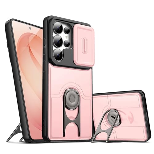 Coque Samsung A37 rose antichoc étui objectif coulissant et bague support